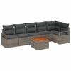 7 Piece Grey Poly Rattan Garden Sofa Set with Storage