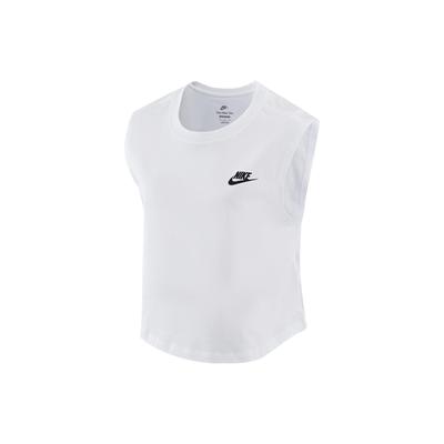 Roupa Esportiva Logotipo Sólido Regata Sem Mangas Gola Careca Feminina Tops Branco FB8226-100