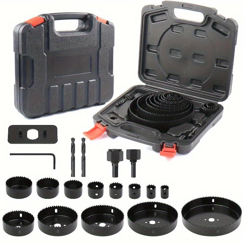 19-piece Hole Saw Kit, Hole Saw Set With Red Case Include 13pcs 3/4"-6"(19-152mm) Saw Blades, 2pcs Mandrels, 2pcs Drill Bits