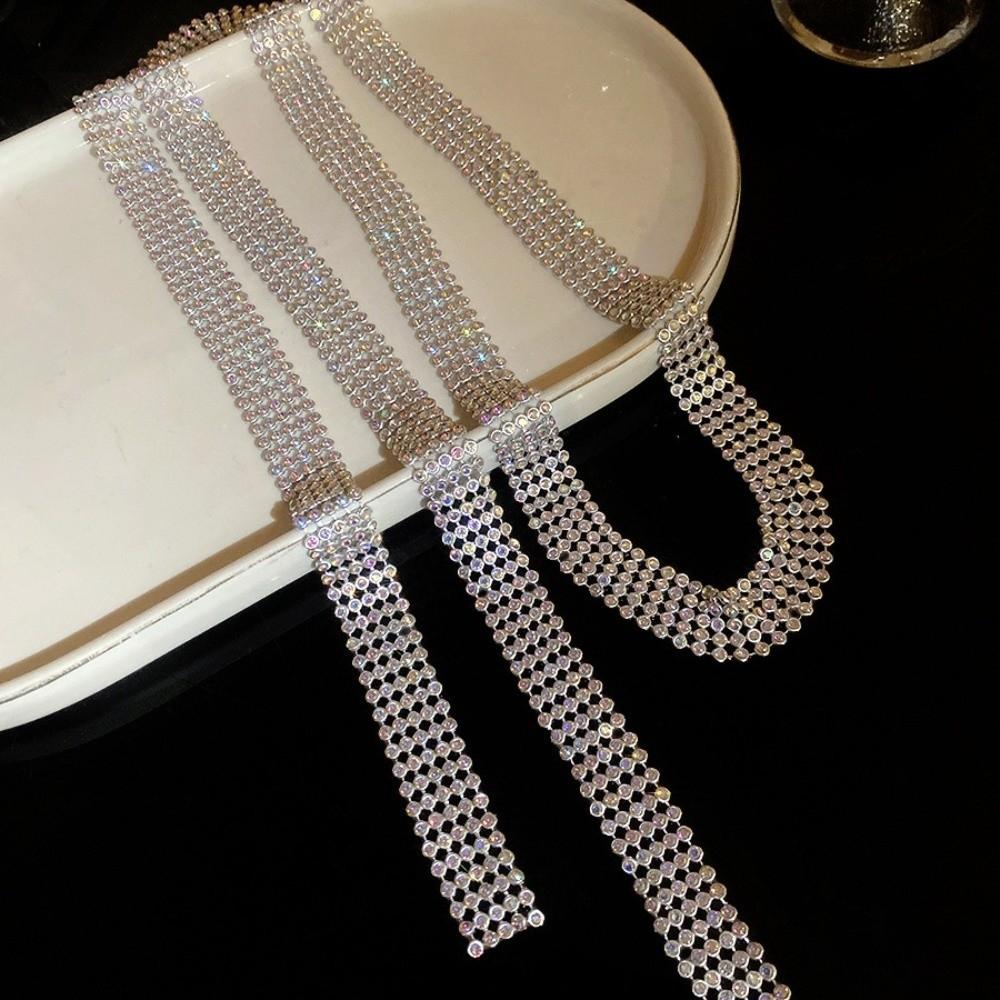 Copper Full Rhinestone Necklace Black Rhinestone Tie Fashion Decoration Shirt Tie  Party