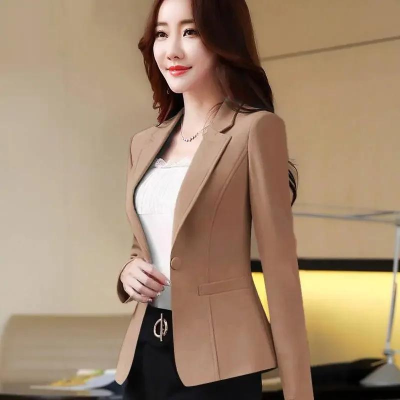 Korean Women's Fit Tailored Blazer Jacket for Spring and Autumn Office Lady OL Casual Business Suit for Women Trendy Style