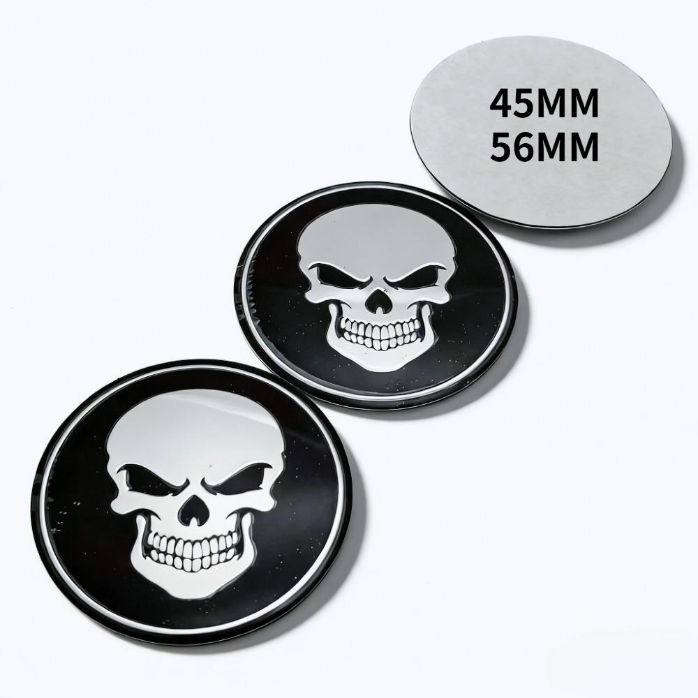 4pcs 45MM 56MM Skull Logo Emblem Car Stickers Auto Accessories for Car Wheel Center Caps Rim Hubcaps Cover Wheels Hub Cap Badge