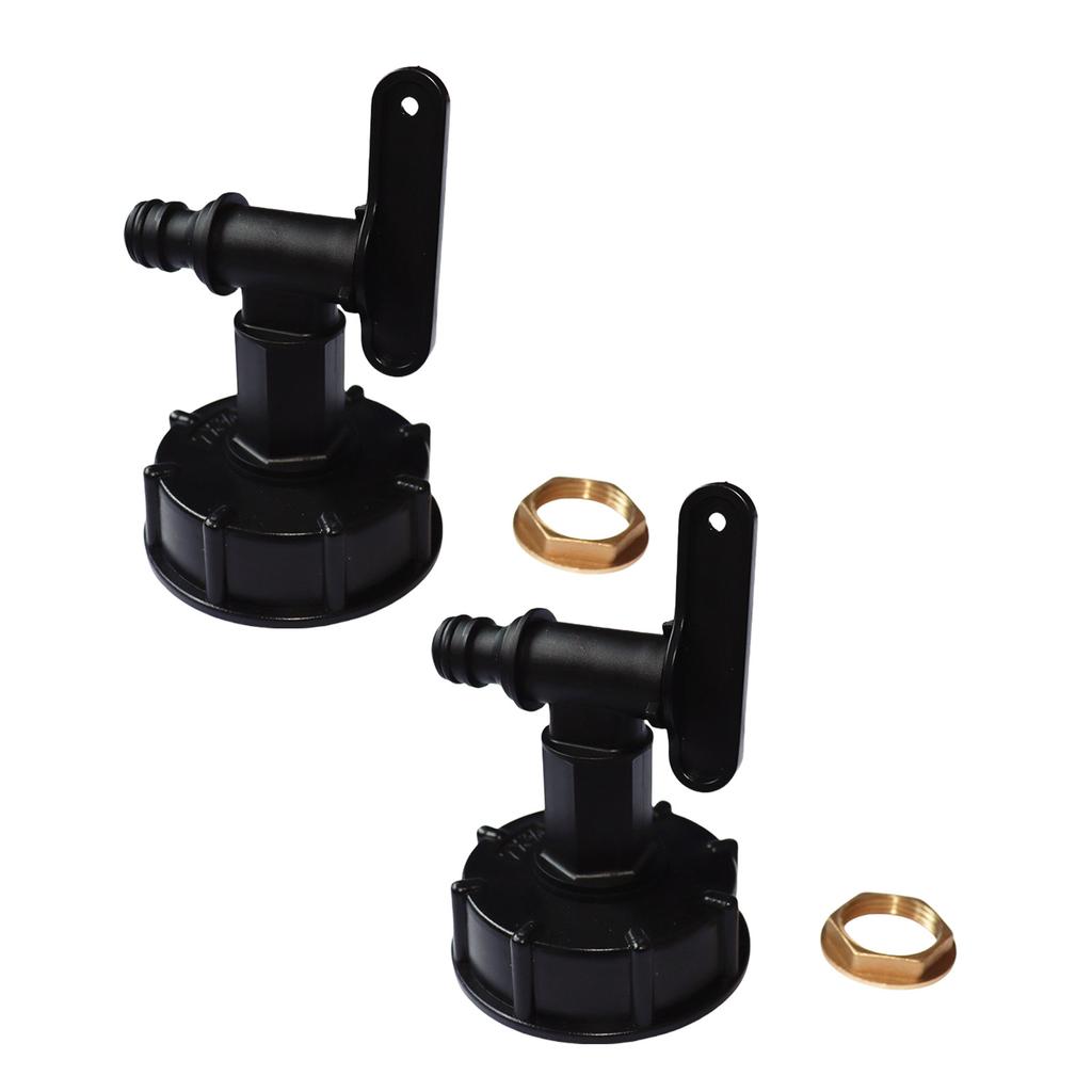 2Pcs Water Butt Tap with Brass Seal Replacement Rain Water Collection Tap for Garden Home Fit 3/4" Thread Adapter