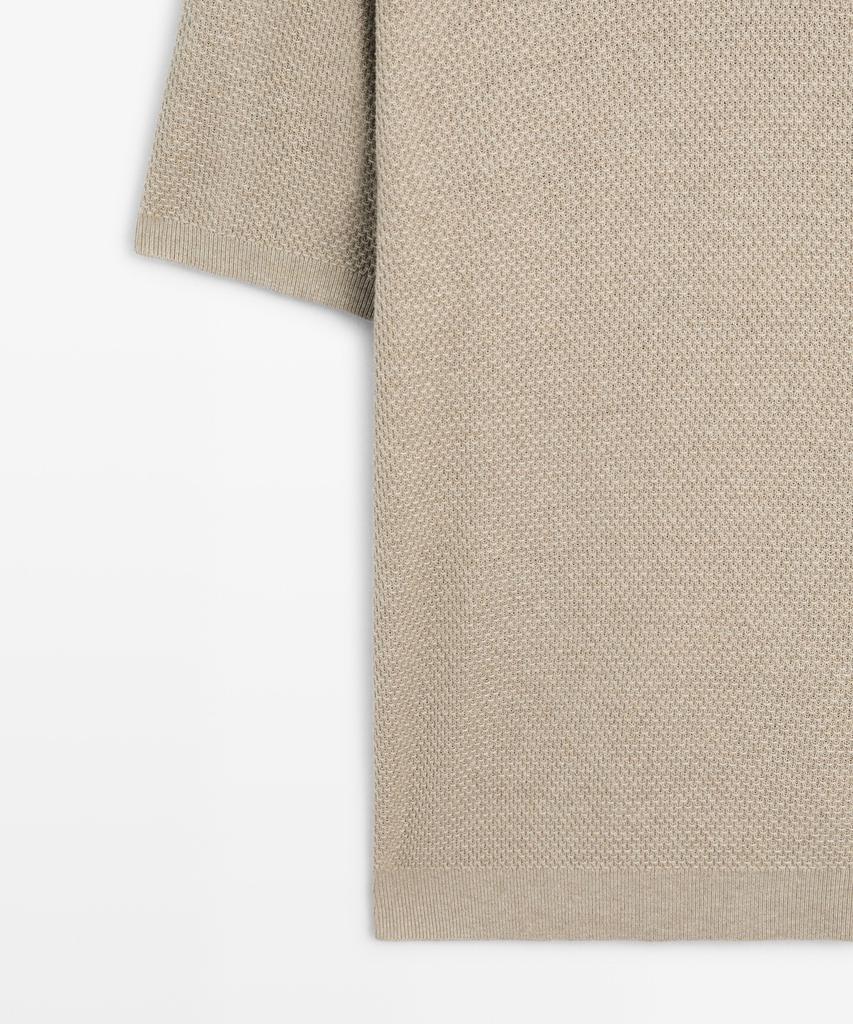 Masimodutti Cotton Blend V-Neck Knit Polo Shirt