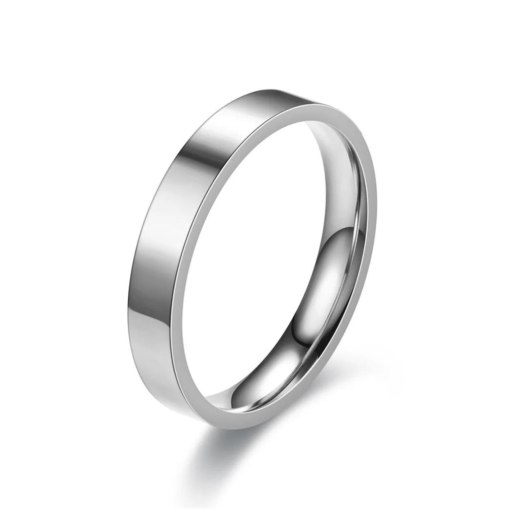 4mm Simplicity Flat Stainless Steel Rings Versatile Temperament Glossy Titanium Steel Finger Rings Youth Boy Girl Daily Jewelry