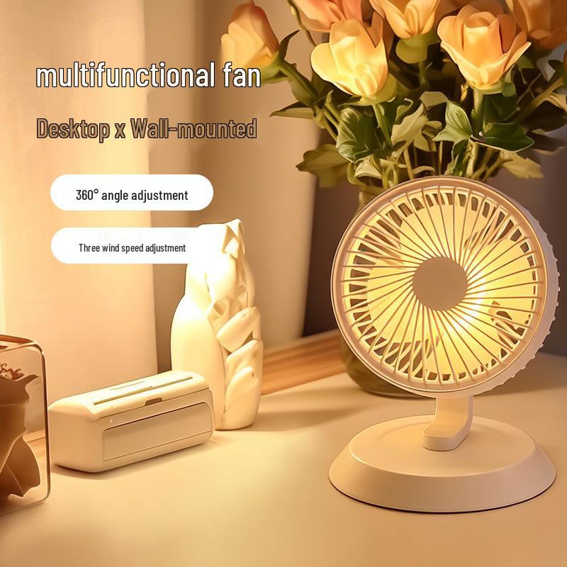 Rechargeable Desktop Fan with Light - 2026 Model, Oscillating Tabletop Electric Fan for Home or Office