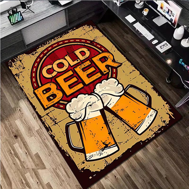 1Pc Beer Print Rug - Home Decoration Carpet For Living Room Bedroom Flooring Computer Chair Area Rug