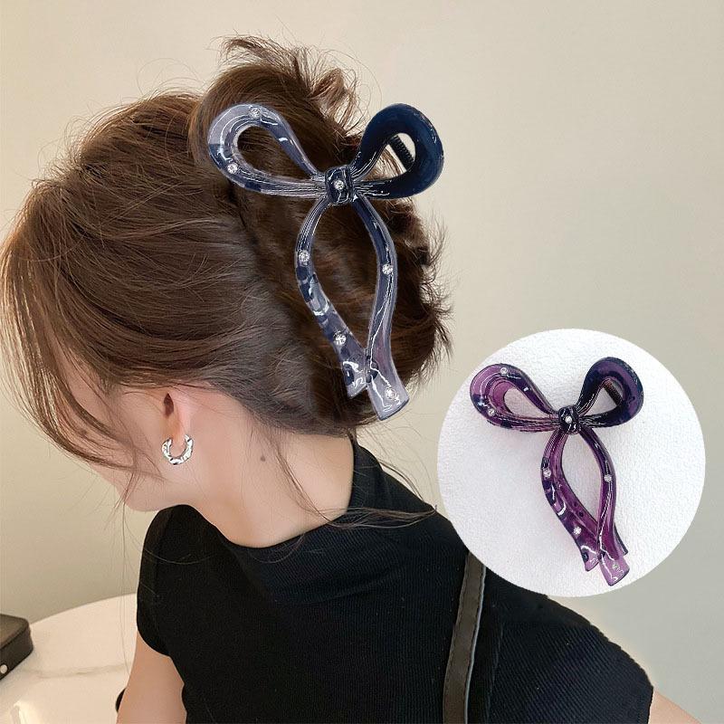 High-End French Transparent Bow Claw Clip: Versatile Girlish Heart Shark Hair Accessory