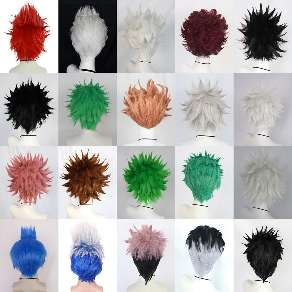 Synthetic Universal Anime Cosplay Wigs, Heat Resistant Wigs, Spiky Layered Short Straight Hair Wigs for Party Halloween Wig