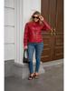 Women's European Slim Fit Faux Leather Motorcycle Jacket, 2025 Summer Style with Stand Collar