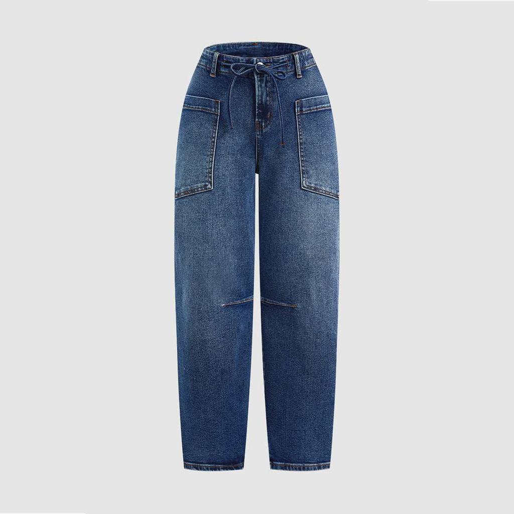 Women's High Waist Washed Women's Jeans Fashionable Versatile Straight Leg Pants