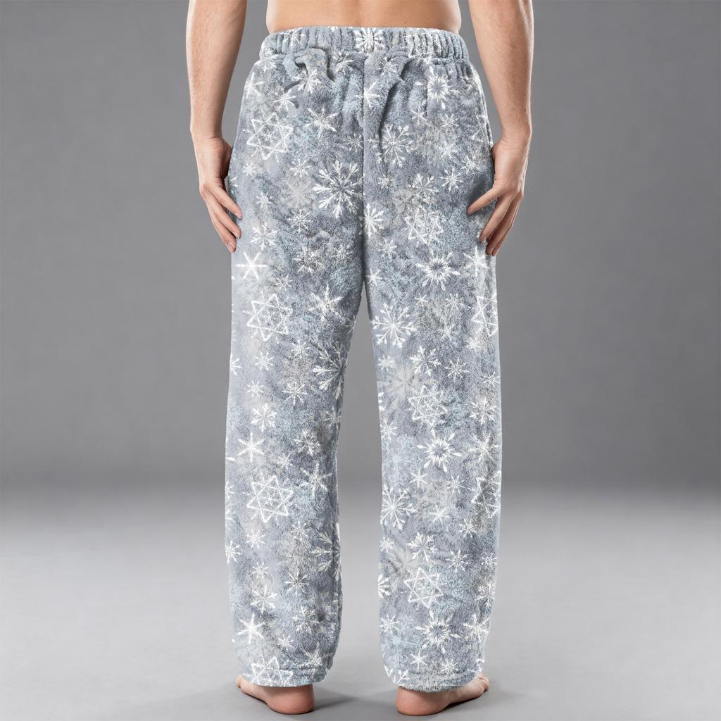 Men's Flannel Pocket Casual Pants, Printed Pocket Casual Pants, Home Sleeping Pants