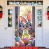 2D Easter Bunny Door Cover, Cute Peeking Rabbits & Eggs Home Decoration
