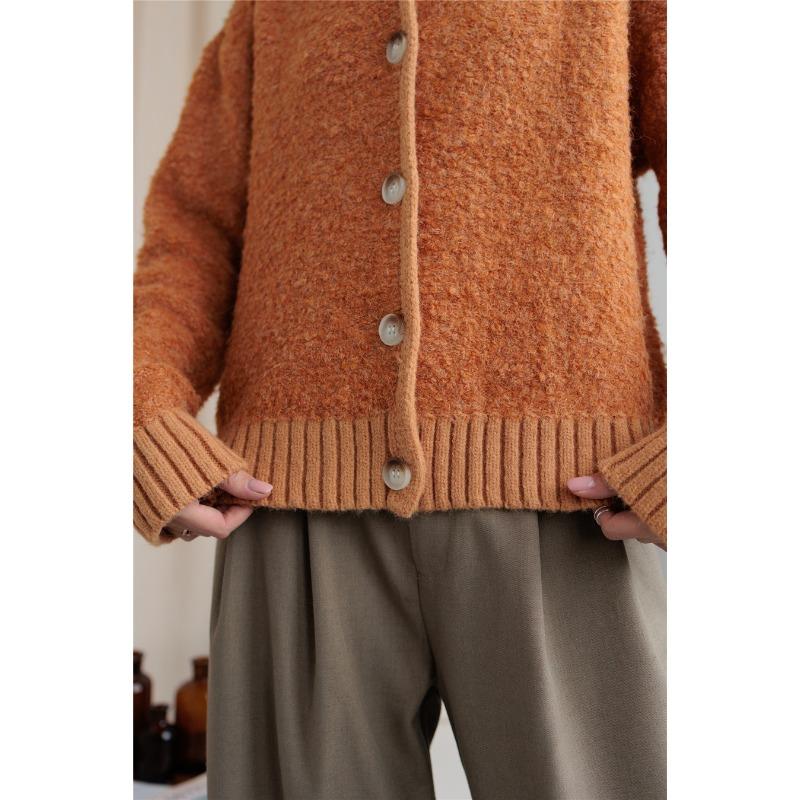 Women's Autumn and Winter Lapel Casual Knitted Cardigan Sweater