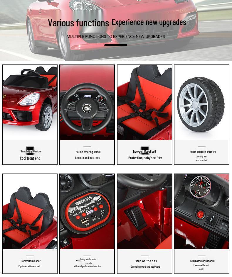 Dětské elektrické autíčko s dálkovým ovládáním, světly, hudbou a režimem kočárku pro kluky a holky.