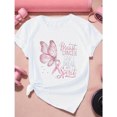 Europäische Größe Schmetterling Brustkrebs Damen Übergröße Sport Kurzarm T-Shirt