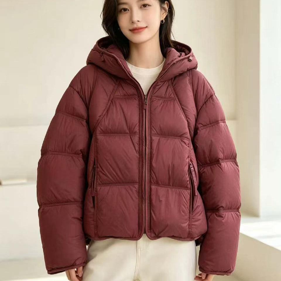 New puff down jacket women's short hooded Korean version loose small bread jacket thickened warm jacket women