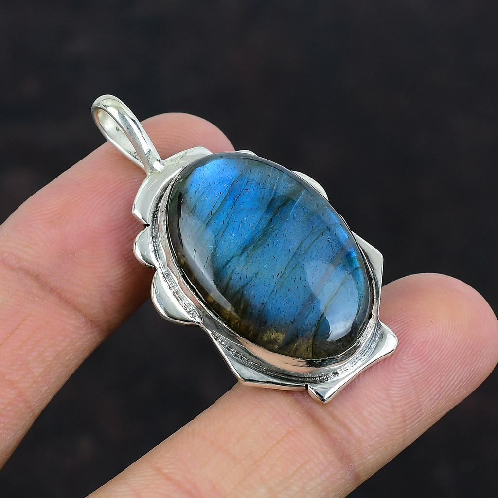 Pandantiv din labradorit, pandantiv din argint 925, design unic, bijuterii cu piatră prețioasă din labradorit, cadouri pentru el, pandantiv lucrat manual cu piatră prețioasă