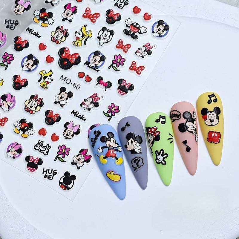 Disney Cartoon Mickey Minnie Relief Nail Stickers Kawaii Stitch Relief Nail Stickers Snow White Stickers DIY Mobile Phone Stickers