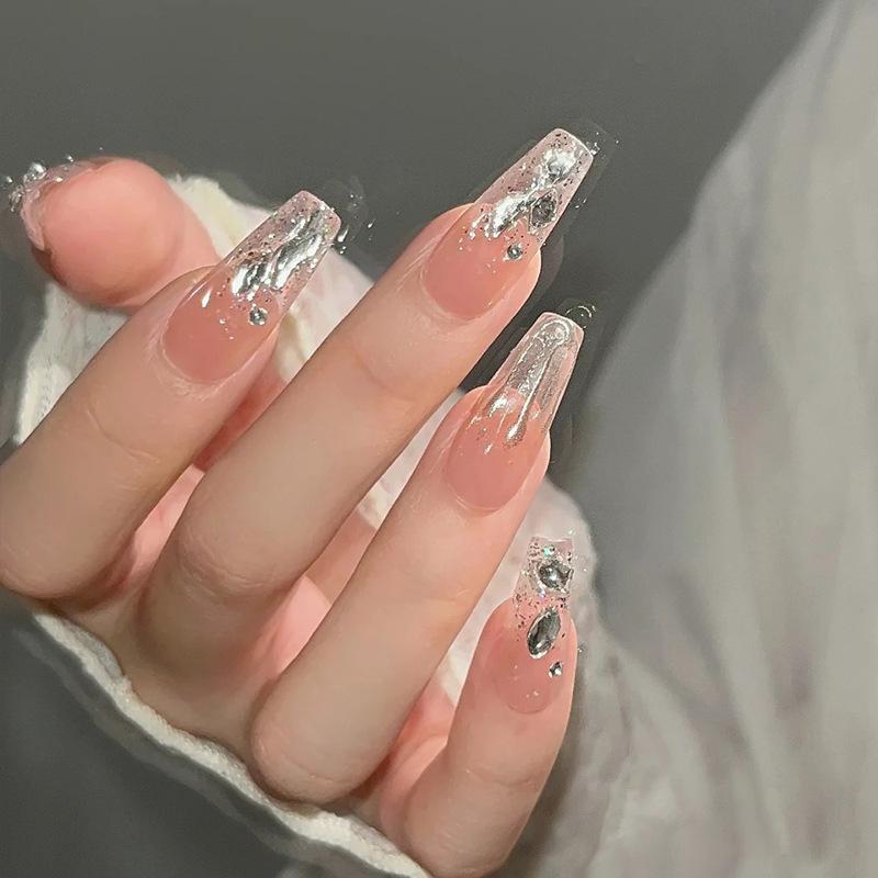 

Gold-Plated Crushed Diamond Glitter Nail Patches - Medium-Long Wearable Nail Art