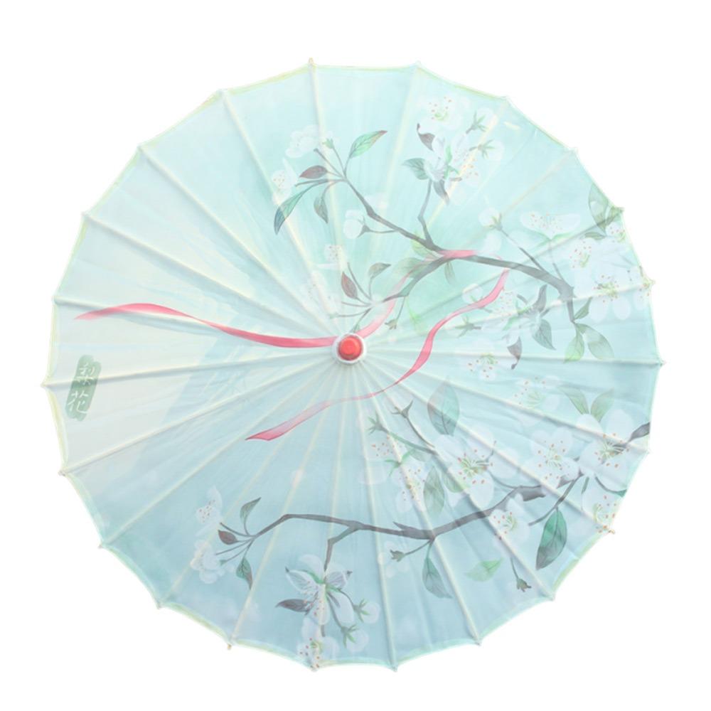 Printed Silk Oiled Paper Umbrella Tassel Design Silk Fabric Umbrella Bridesmaids Party