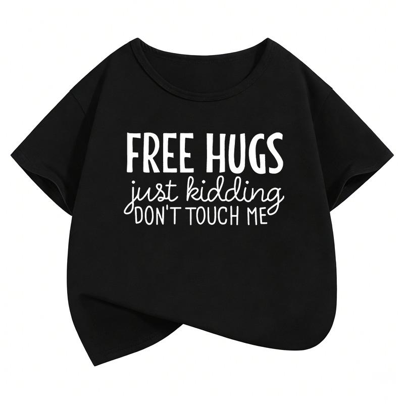 Free Hugs Funny T Shirts Short Sleeve Kids Childrens Tshirt Boys Girls Summer Spring Casual Top Tee Shirt