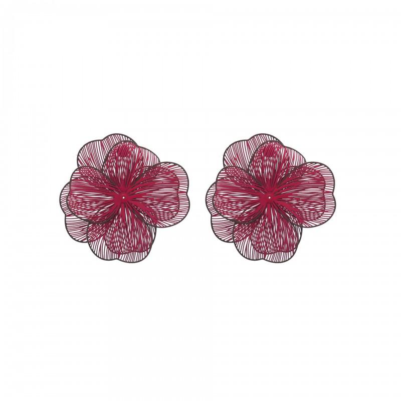 Oversized 3D Floral Cutout Earrings Women Pink Alloy Statement Fashion Jewelry Rose Red