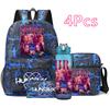 4Pcs/set Anime Demon Hunters Printed Backpack Bookbag Shoulder Bag Case Bag with 750Ml Water Bottler for Boy Girl Large Capacity Schoolbag