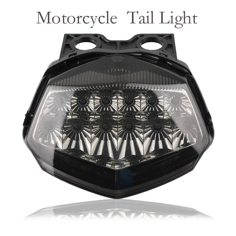 Karun Motorcycle LED Tail Light with Built-in Turn Signal, Black Lens, Compatible with Kawasaki forNinja250R 08-12 Years