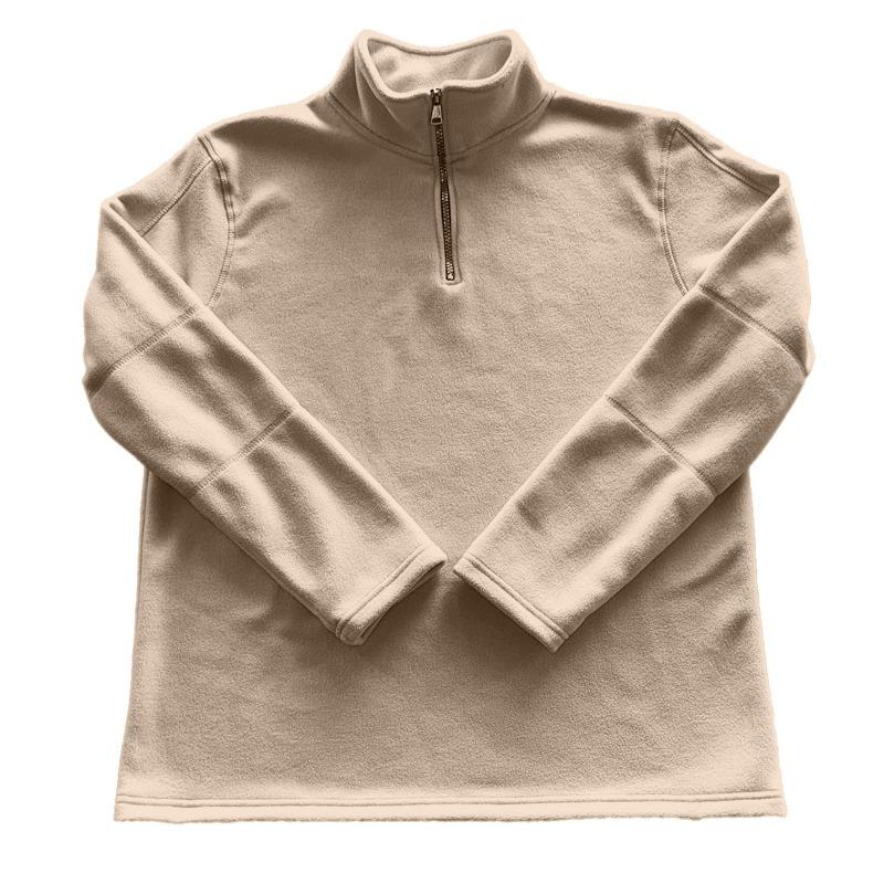 American Style Men Heavyweight Polar Fleece Outdoor Long Sleeve Stand Collar Zip Bottoming Sweatshirt