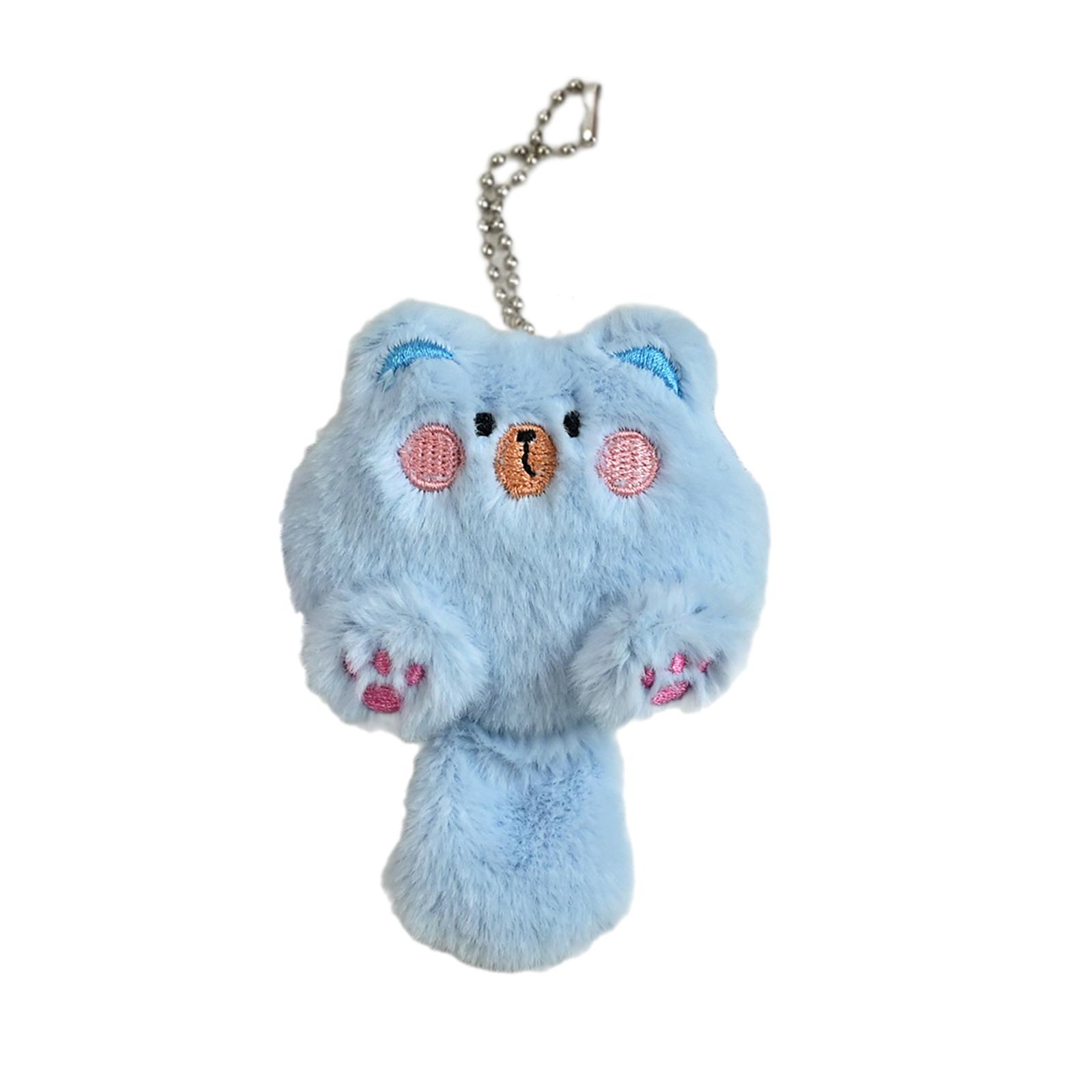 

Plush Cat Keychain Cartoon Animal Pendant Keyring Fashionable Stuffed Doll Key Rings Jewelry for Backpacks and Phones синий