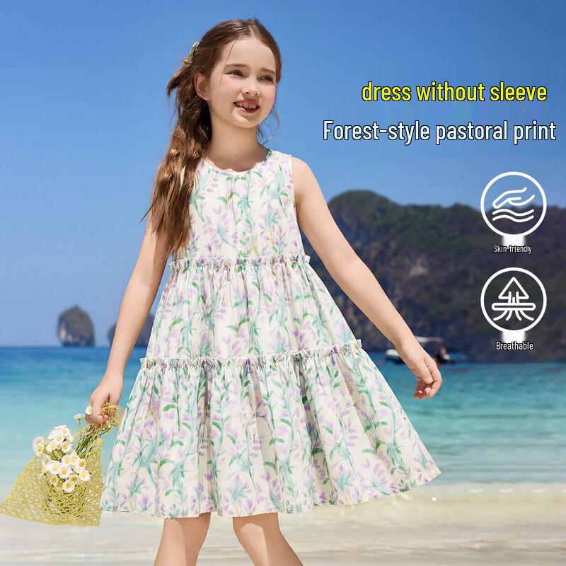 

ASK JUNIOR Girls Green Floral Sleeveless Princess Dress 120