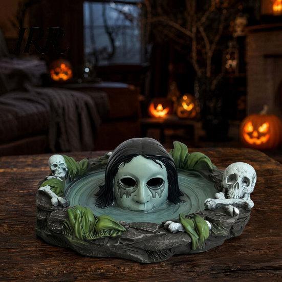 Durable Resin Ashtray Halloween Scary Ghost Ashtray, Spooky Water Skull Haunted House Decor Ash Tray for Living Room, Home Office Desk