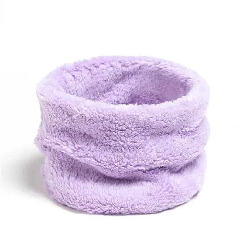 Solid Cashmere Plush Warm Winter Ring Scarf Women Men Knitted Full Face Mask Snood Neck Scarves Thick Muffler 2025 New