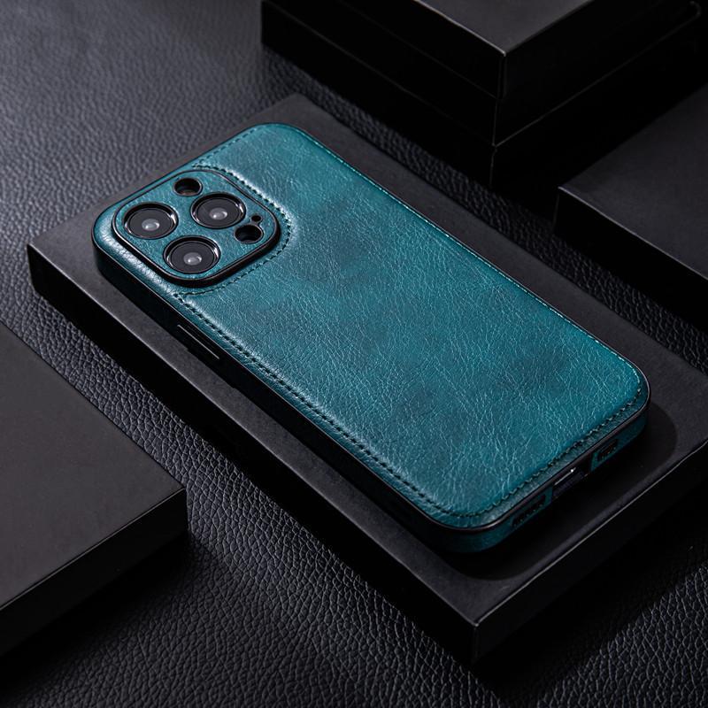 High-Grade Leather Case for iPhone 12-15 Pro Max - Premium Feel, Drop-Proof Design, Leather Grain Finish