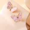 Fresh, Cute and Sweet Three-dimensional Simulation Butterfly Colored Diamond Inlaid Xiaoxian Daily Matching Earrings
