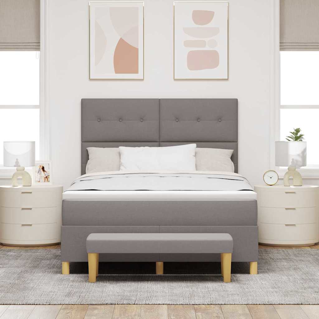 Box Spring Bed with Mattress Taupe 140 x 200 cm Fabric