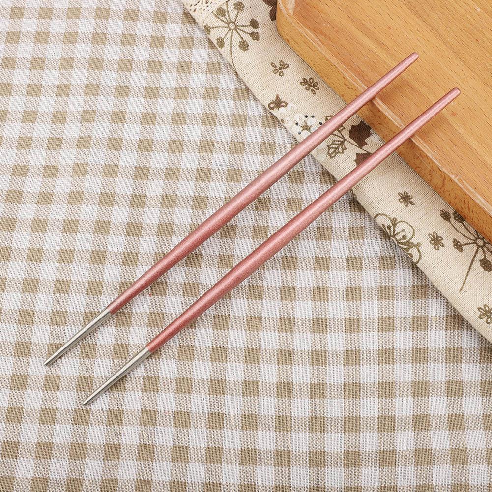 304 Rostfritt Stål Ätpinnar Japanska Sushi Ätpinnar Servisset(Rosa Silver)