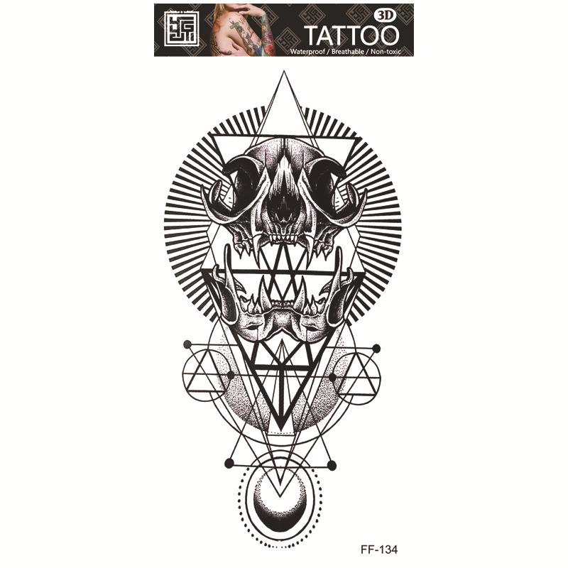 Yuanhua Waterproof Wolf Head Totem & Arabic Text Tattoo Stickers