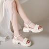 Sandals Popular 2025 New Summer Fairy Wind Pearl Pleated Beach Platform Casual with Skirt Platform Sandals
