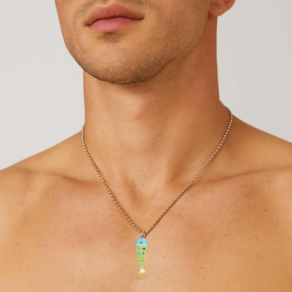 Movable Plated Enamel Fish Choker Ocean Style Enamel Koi Neck Pendant Accessories