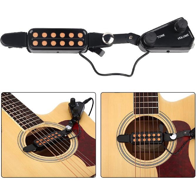 12-струнный звукосниматель для гитары, магнитный звукосниматель-трансдьюсер для резонаторного отверстия с комплектом регуляторов громкости, тембра и тюнера для акустической гитары, акустический звукосниматель для гитары