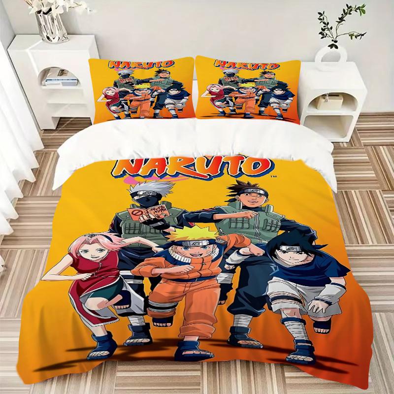 3pcs Naruto Design Quilt Cover Set - Soft and Cozy Bedroom, Guest Room and Dorm Decorative Bedding 3-Piece Set 1 Quilt Cover + 2 Pillow Shams.H06
