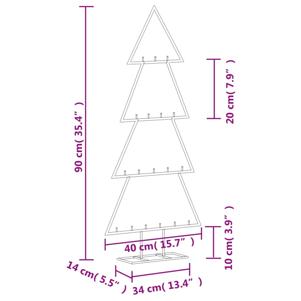 Metal Christmas Tree for Decorations Black 90 cm