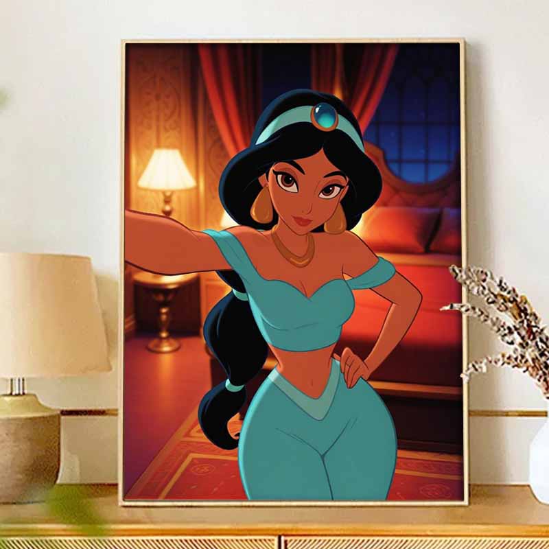 Disney Diamond Painting Kit Jasmine 5D DIY, suitable for beginners and craft lovers, interior space decoration