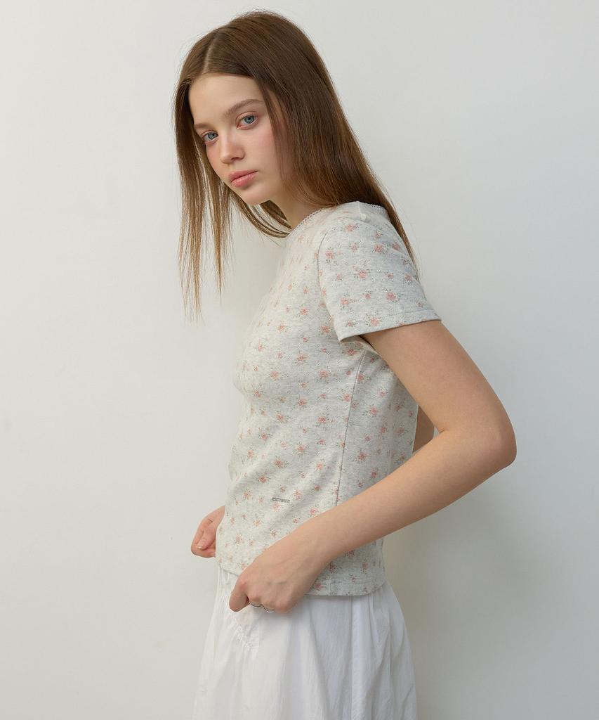 CITYBREEZE Glass Motif Print Short Sleeve T-Shirt_Melange Grey
