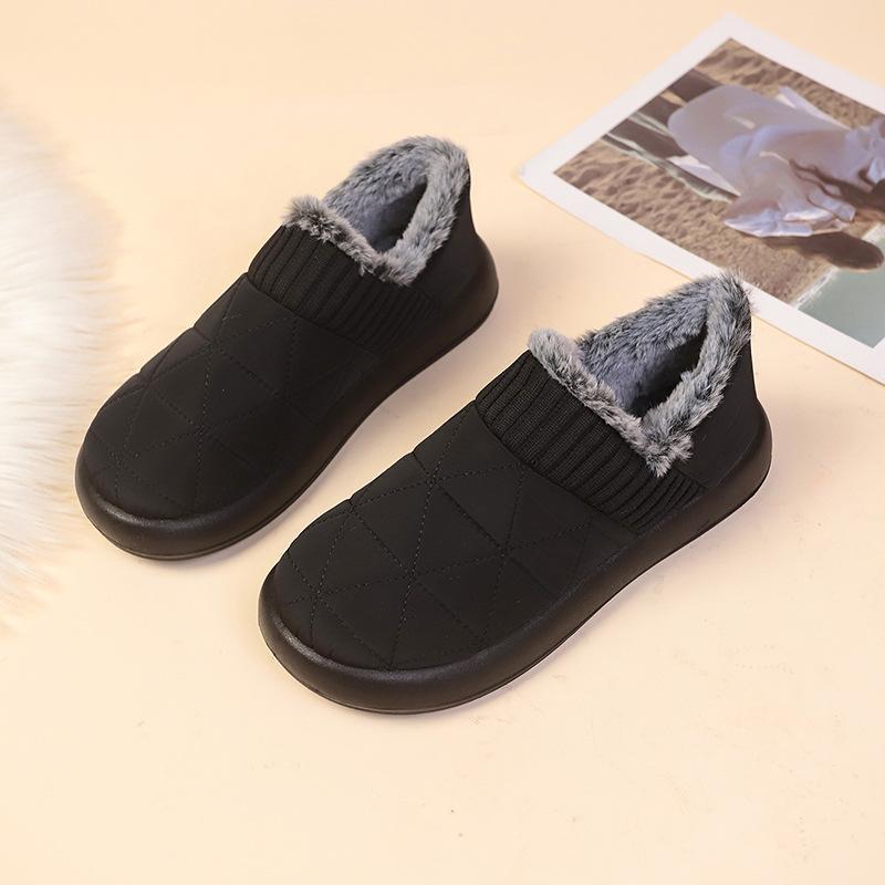 Inverno novo casual quente gorro empilhado sapatos casal casa interior com salto sapatos fofos