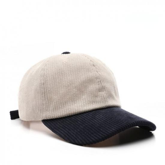 Men Casual Corduroy Baseball Cap Adjustable Strap Two Toned Trucker Hat Summer