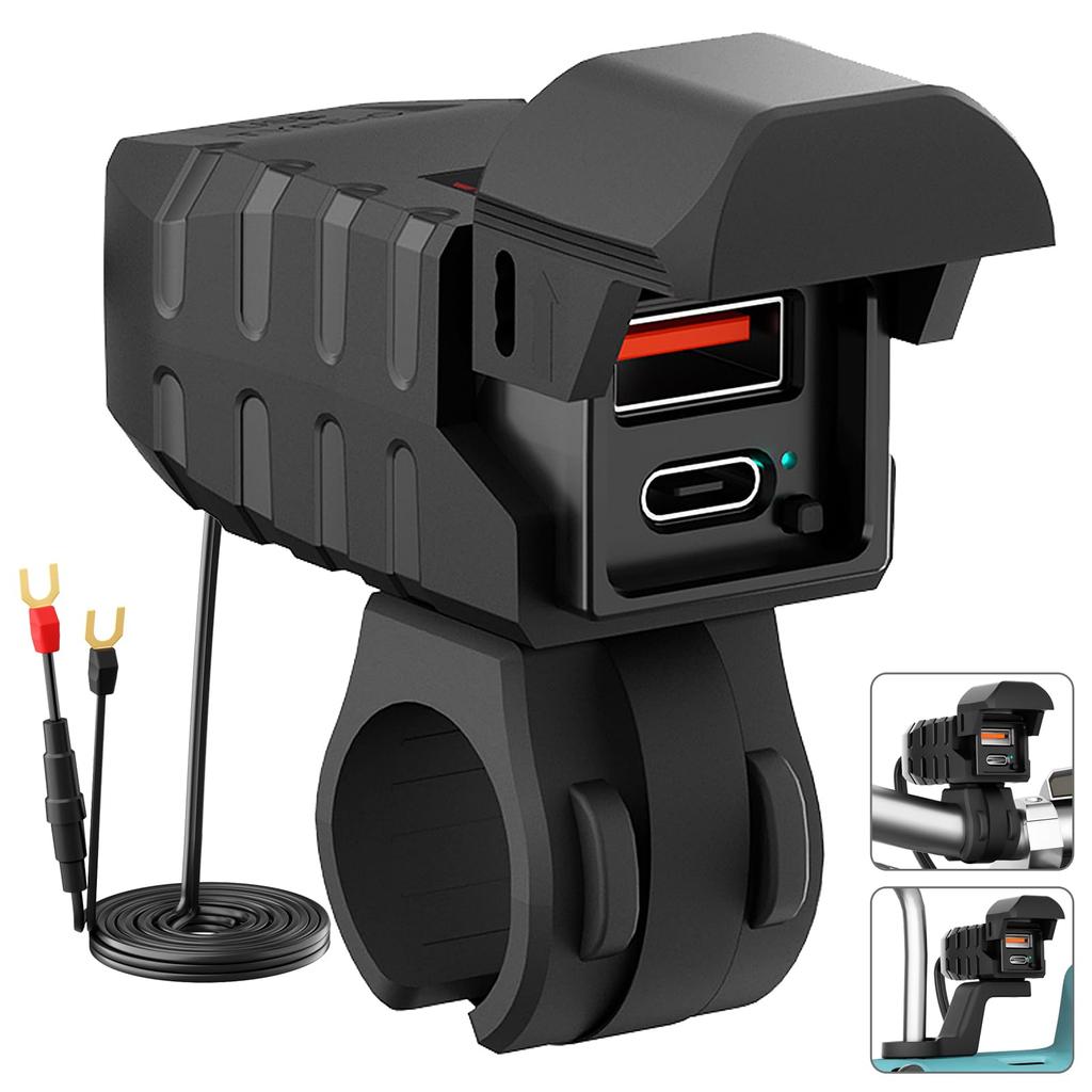 Motorcycle USB Power Supply, Waterproof, Socket, Dedicated Power Supply for Motorcycles, Output: PD (36W)