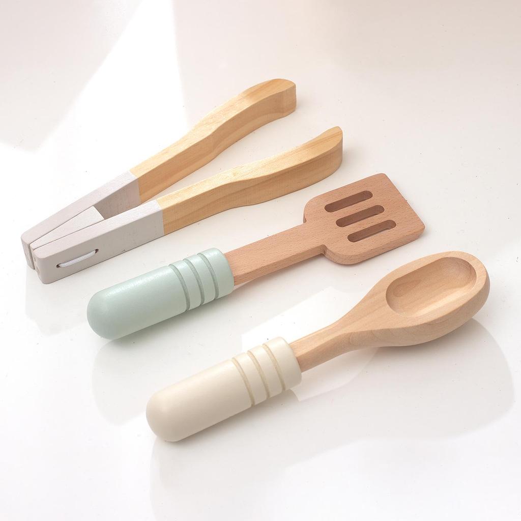 Wooden Play Kitchen Cookware Set: Frying Pan & Rice Cooking Toys for Kids